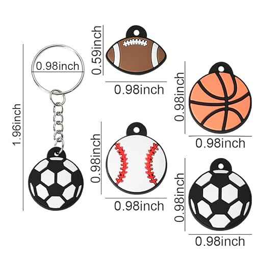 Sport Ball Keychain for Men Boys Birthday Sports Party Gift Bags Fillers School Party Reward Womens Team Gifts for Sports Lovers Men Basketball Soccer Football Baseball Keychain Set of 4