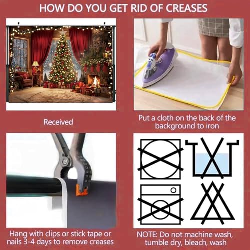 Christmas Backdrop Winter Xmas Tree Fireplace Interior Room Window