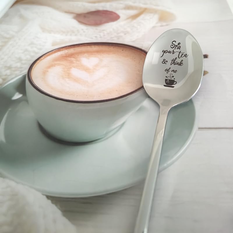 Coffee and Tea Stirring Spoon - 7.5 Inch Stainless Steel Gift for Couples & Tea Lovers
