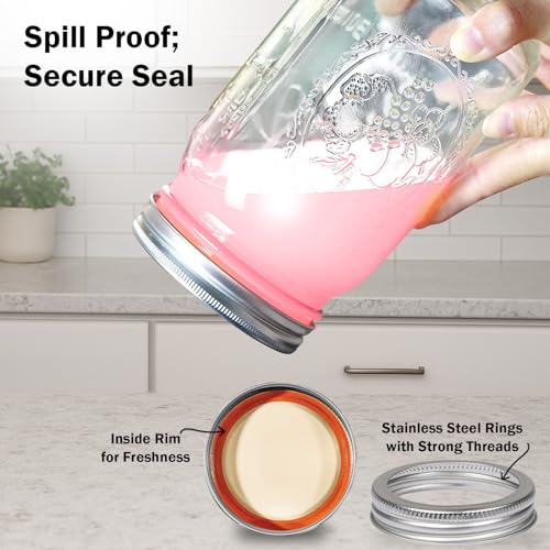 8 oz Mason Jars Pack of 12 with Airtight Lids and Jar Opener – Perfect for Canning & Storage