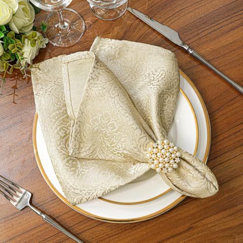 Beige Cloth Napkins Set of 12, 18 x Inch Dinner