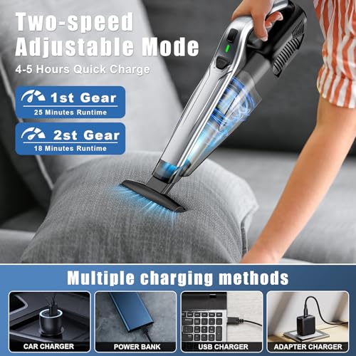 Finevio 1FH 6-in-1 Cordless Handheld Vacuum Cleaner - Portable Mini Car & Home Dust Remover