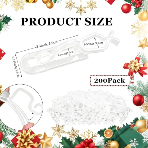 Christmas Light Clips 200PCS Gutter for Hanging Outdoor Lights, All