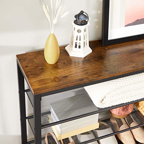 VASAGLE 6-Tier Shoe Rack - Rustic Brown Metal Mesh Storage Organizer, 24-30 Pairs