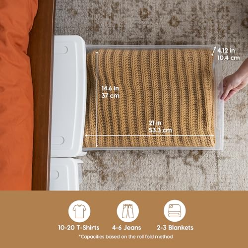 Under Bed Storage Bin with Sliding Drawer - 22 Qt. 2-Pack, White