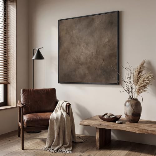 30x30 Inch Framed Neutral Brown Abstract Canvas Wall Art - Modern Living Room Decor