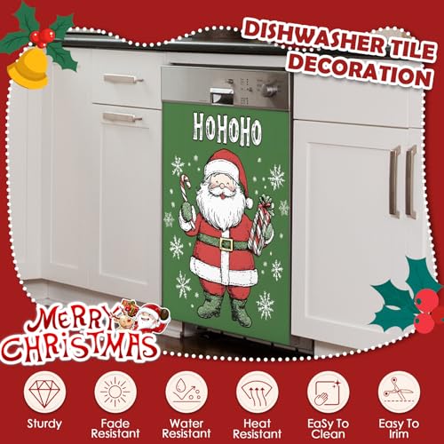 Christmas Santa Magnetic Dishwasher Cover - Reusable 23x26 Inch Kitchen Decor for Fridge, Microwave, Washing Machine - Pardick