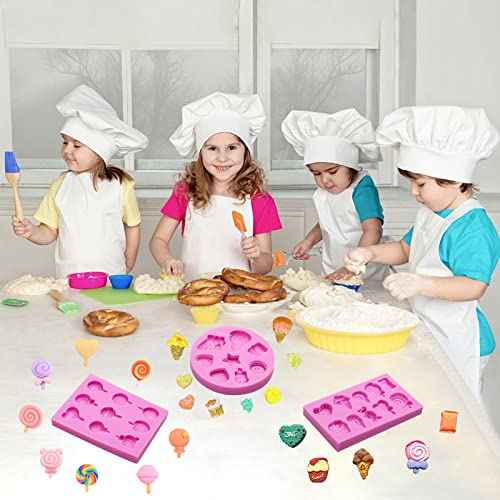 Ice Cream Fondant Molds Silicone, Lollipop Candy Molds, 3 Packs for Making Ice Cream Shapes Fondant Mold, Cake Decoration, Cupcake Toppers, Candle, Resin, Clay