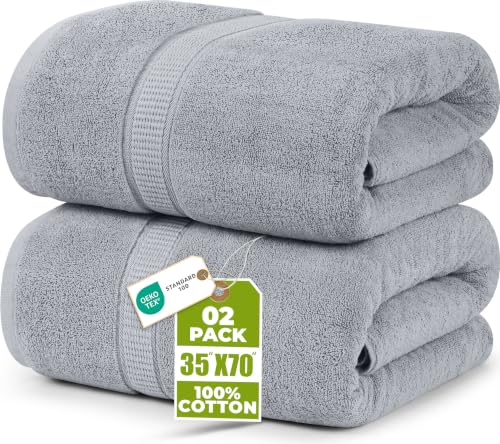 Utopia Towels Jumbo Bath Sheet 2 Pack - 35x70 in, 600 GSM Cotton, Cool Grey (Variation of THIS listing)