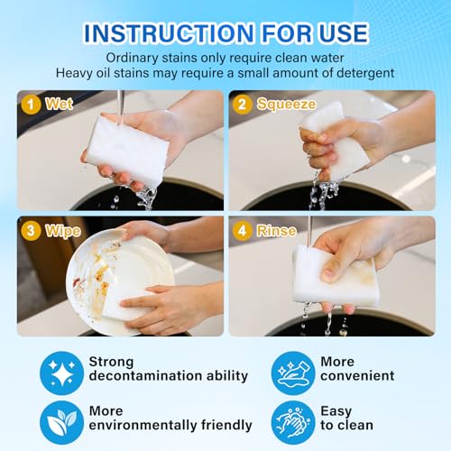 180 Pack Magic Sponges Cleaning Eraser - 2X Density Melamine Foam for Stain Removal