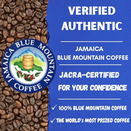 Jamaica Blue Mountain Coffee Beans - 16 oz, JACRA Certified, Medium Roast, Smooth & Low Acid