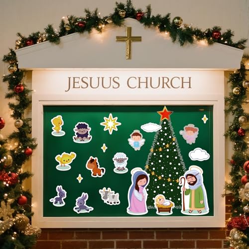 TOODOO Nativity Scene Christmas Tree Magnets for Refrigerator, Holiday Decor