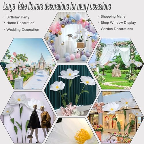 YOFNIRG 5.9 Ft Large Paper Flowers with Standing Base – Giant DIY Poppies (B-red) for Decor