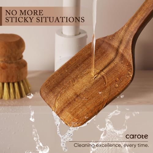 CAROTE Wooden Utensil Set - 8-Piece Acacia Kitchen Cooking Utensils, Natural