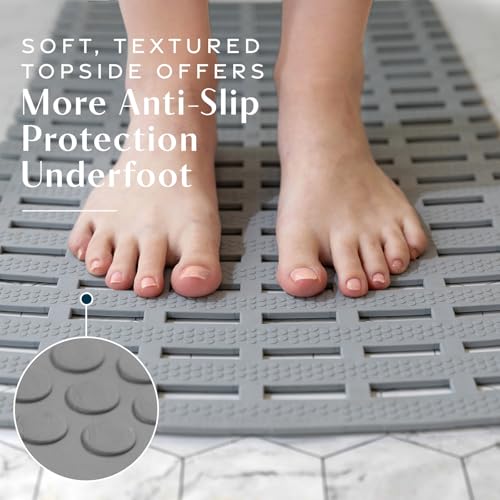 Gray Weighted Non-Slip Bath Mat for Textured Tubs 31x15 Inch – SlipX Solutions