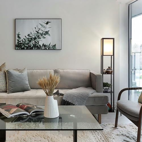 Brightech Maxwell Black Floor Shelf Lamp with LED Bulb, Corner Display & Smart Compatibility