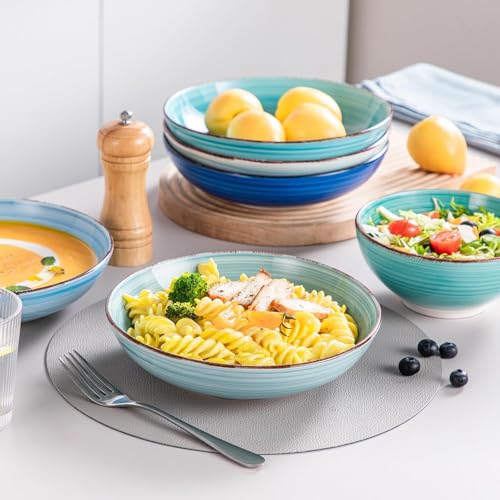 Vancasso Bonita Blue 24-Piece Stoneware Dinnerware Set for 6 - Spiral Design