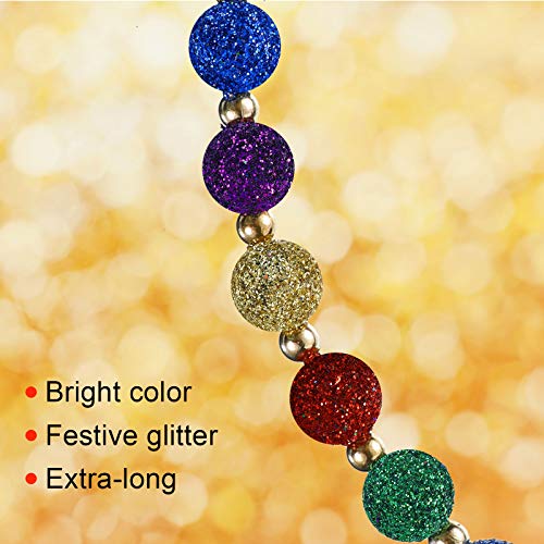 Eboot 2Pack 15ft Beaded Garland - Multicolor Glitter Christmas Tree Garlands