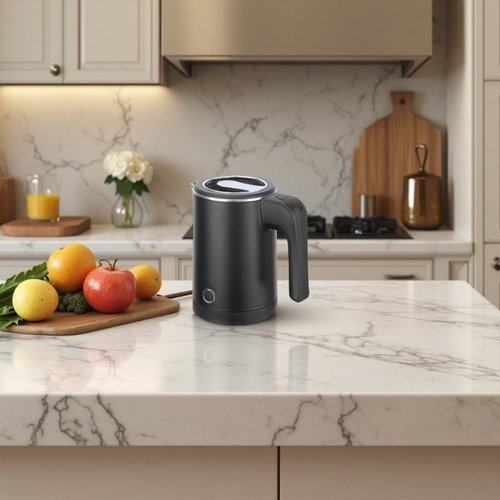 0.5L Small Portable Electric Tea Kettle Stainless Steel, Travel Mini Electric Coffee Kettle, Hot Water Boiler Heater for Business Trip, Camping, Travel, Office (Black)