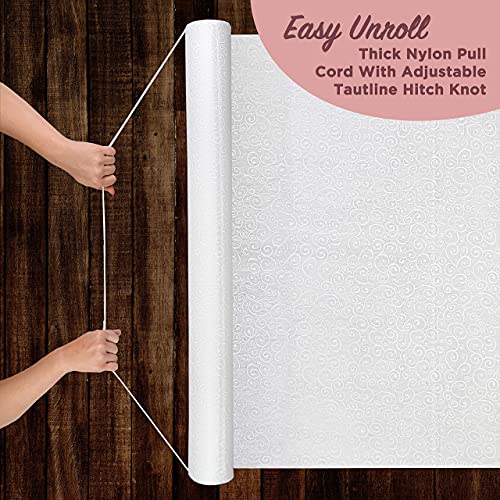 White Wedding Aisle Runner 3x50 Ft - Disposable Scroll Pattern, Includes Tape