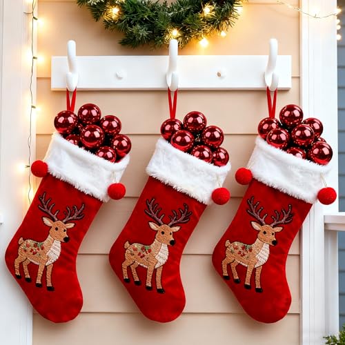 YIYA 18 PCS Christmas Tree Picks Ornaments Red Xmas on Wired Stems