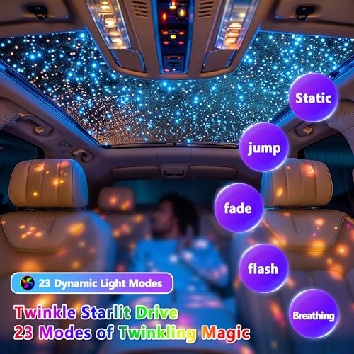 Twinkle 550pcs Fiber Optic Star Ceiling Kit - 0.03in 9.8ft, RGBW Music/Voice Activated