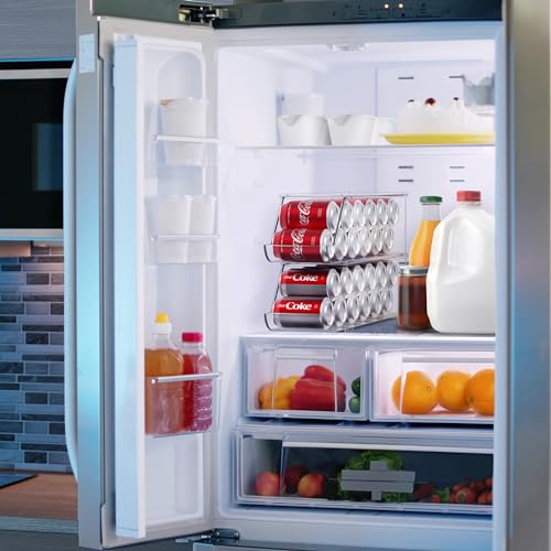 2 Pack Soda Can Organizer for Fridge & Freezer - Stackable BPA-Free Storage Bin