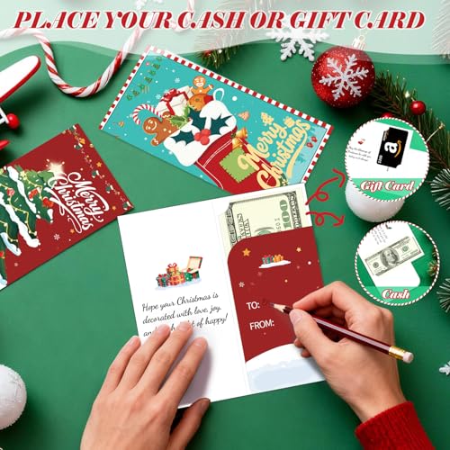Christmas Money Holders for Cash, 20 Pack Cards with Envelopes Cash