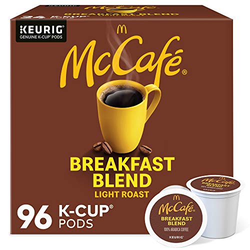 McCafé Breakfast Blend Coffee K-Cup Pods 96 Count (4 Packs of 24) Light Roast, Recyclable, Keurig Compatible