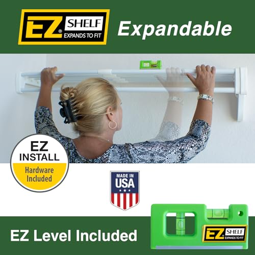 Expandable Closet Shelf with Hanging Rod - White, 28-48 inch Adjustable Storage Solution