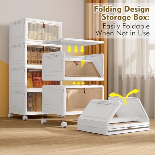 YFXCVSL 4-Tier 32QT Stackable Plastic Storage Bins with Lids