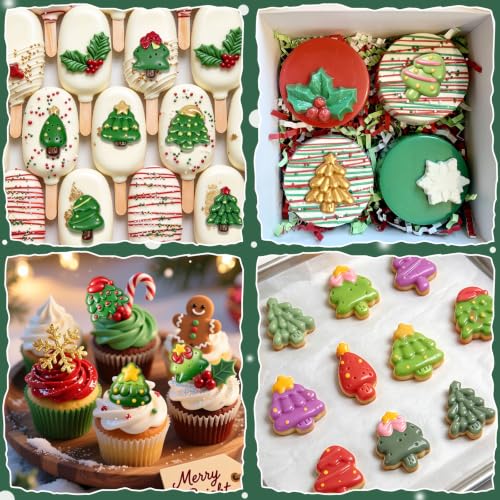 Mini Christmas Tree Silicone Mold - 48 Cavities & 6 Festive Designs - Green Variations