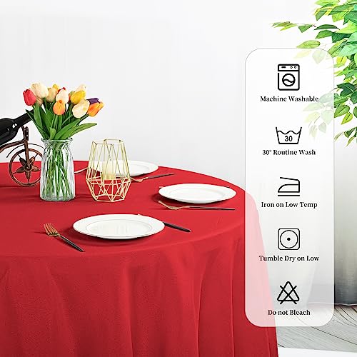 Red Round Polyester Tablecloth 120 Inch, 10 Pack - Reusable & Wrinkle-Resistant