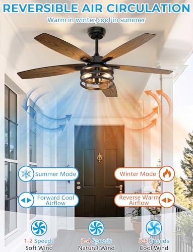 Lotsky 42-inch Outdoor Motion Sensor Ceiling Fan with Light & Remote