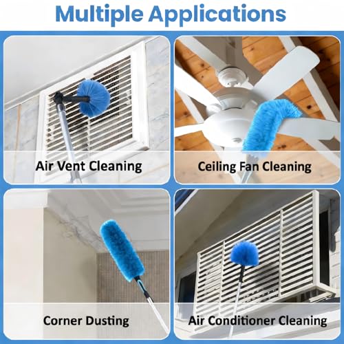 25ft High Ceiling Duster Kit with 5-18ft Telescoping Extension Pole - Includes Microfiber Scrubber & Squeegee Head - Suitable for Fans, Windows, Ceilings