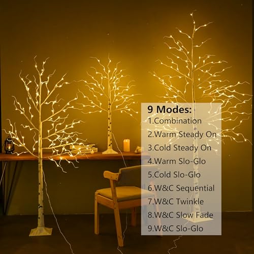 Leruckdite Lighted Birch Trees - 4FT, 6FT & 8FT Outdoor Indoor Christmas Decor with 9 Modes