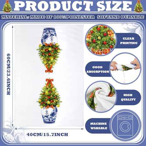 Macarrie 4 Pcs Chinoiserie Kitchen Towels 24" x 16" Blue and White Dish Hand Towels Porcelain Tea Towels Dishcloths Kitchen Bathroom Decor Spring Holiday Housewarming Gift