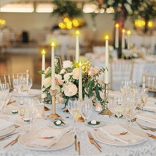 Homemory 48 Pcs Ivory Flameless Taper Candles with Remote Timer Dimmer - 11 Inch Battery Operated Candlesticks for Party Christmas Wedding