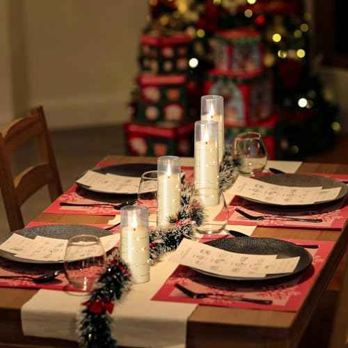 GenSwin Flickering Flameless Candles with Remote Timer, 5 Pack Battery Operated with Embedded Star String, Clear LED Battery Candles for Halloween Christmas Wedding Decor(D2.3¡± x H5¡±5¡±6¡±7¡±8¡±)