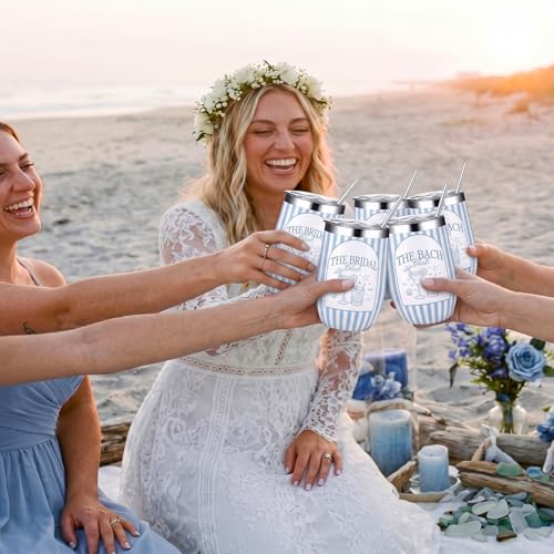 Sliner 12oz Beach Bachelorette Tumbler Set – 8-Piece with Lids