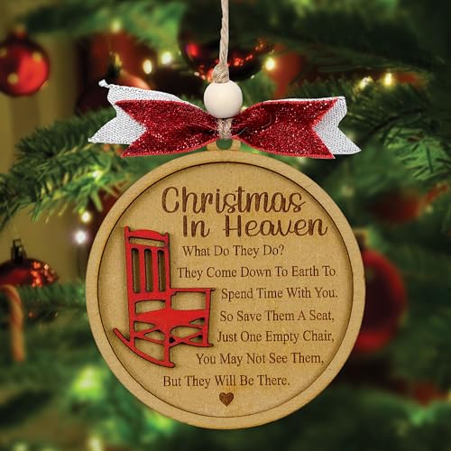 Christmas in Heaven with Chair Ornaments, Memorial Christmas Ornaments, Christmas Memorial Keepsake, for Grandma Grandpa Mom Dad.