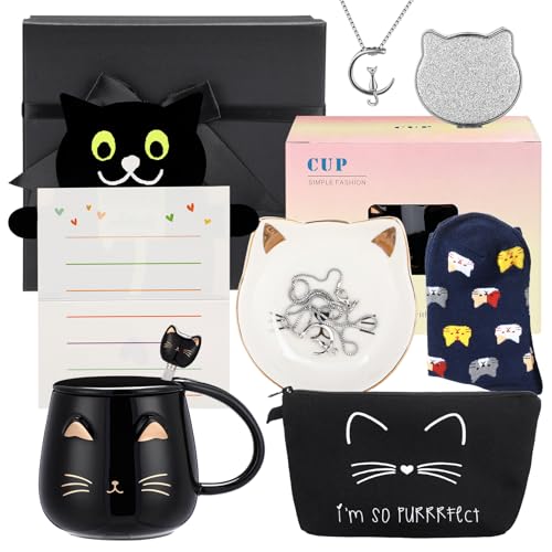 Havawish Cat Lover Gift Set for Women – 8 Pc Black Gift Basket
