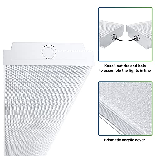 4ft LED Wraparound Light Fixture - 40W Garage Shop Ceiling Light, 4400LM, 4000K, Linkable