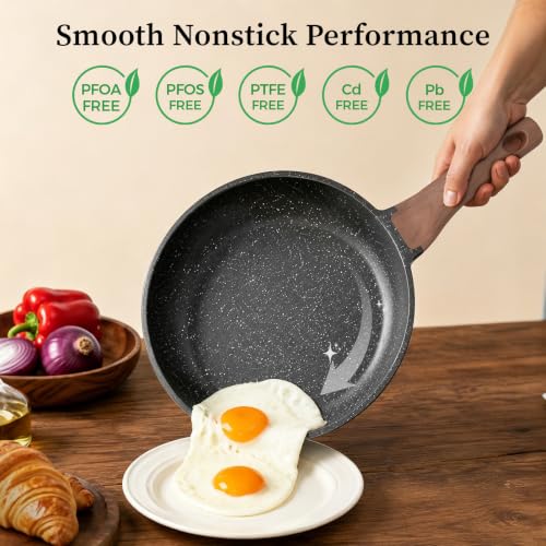 Gray 3-Piece Nonstick Frying Pan Set - 8, 9.5 & 11 Inch, Induction Ready
