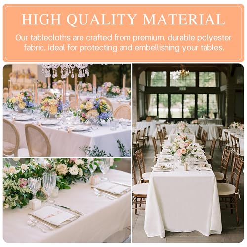 12 Pack White Rectangular Tablecloth 60 x 102 Inch for 6ft Tables - Reusable, Wrinkle-Resistant Polyester for Weddings & Events