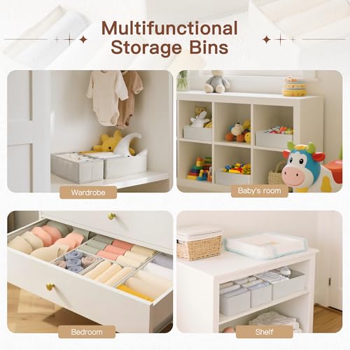 Criusia Drawer Organizer Clothes Set - Oatmeal / 10 Pack, Foldable Closet Dividers for Baby Clothes & Underwear