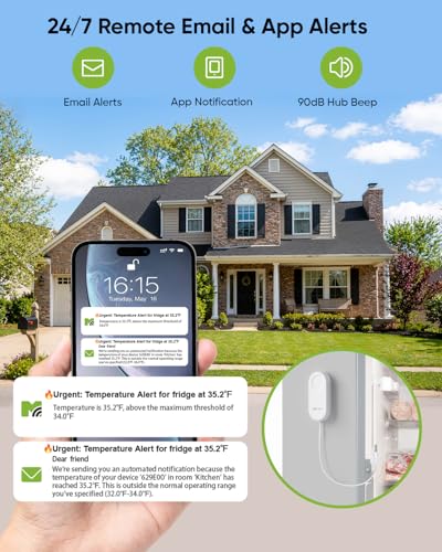 Wireless WiFi Thermometer with 2 Sensors & Freezer Alarm - No LCD Hub