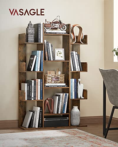 VASAGLE Rustic Brown 5-Tier Bookshelf with 13 Storage Shelves, 55.1 Inches