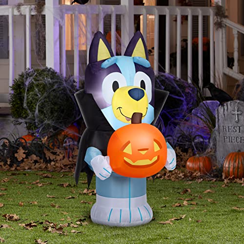 Bluey Halloween Inflatable - 3.5 Ft Lighted Vampire Yard Decoration with Jack O'Lantern & Stakes - Bluey Halloween