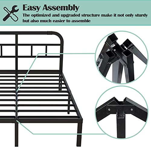 Queen Heavy Duty Metal Platform Bed Frame with Headboard, 14-Inch Support